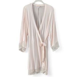 Eberjey Lace Trim Kimono Robe M